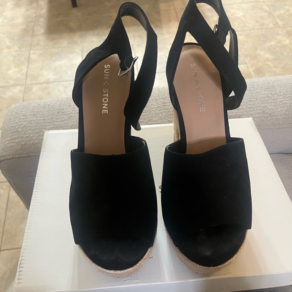 Sun+Stone Black Platform Espadrilles - image 3